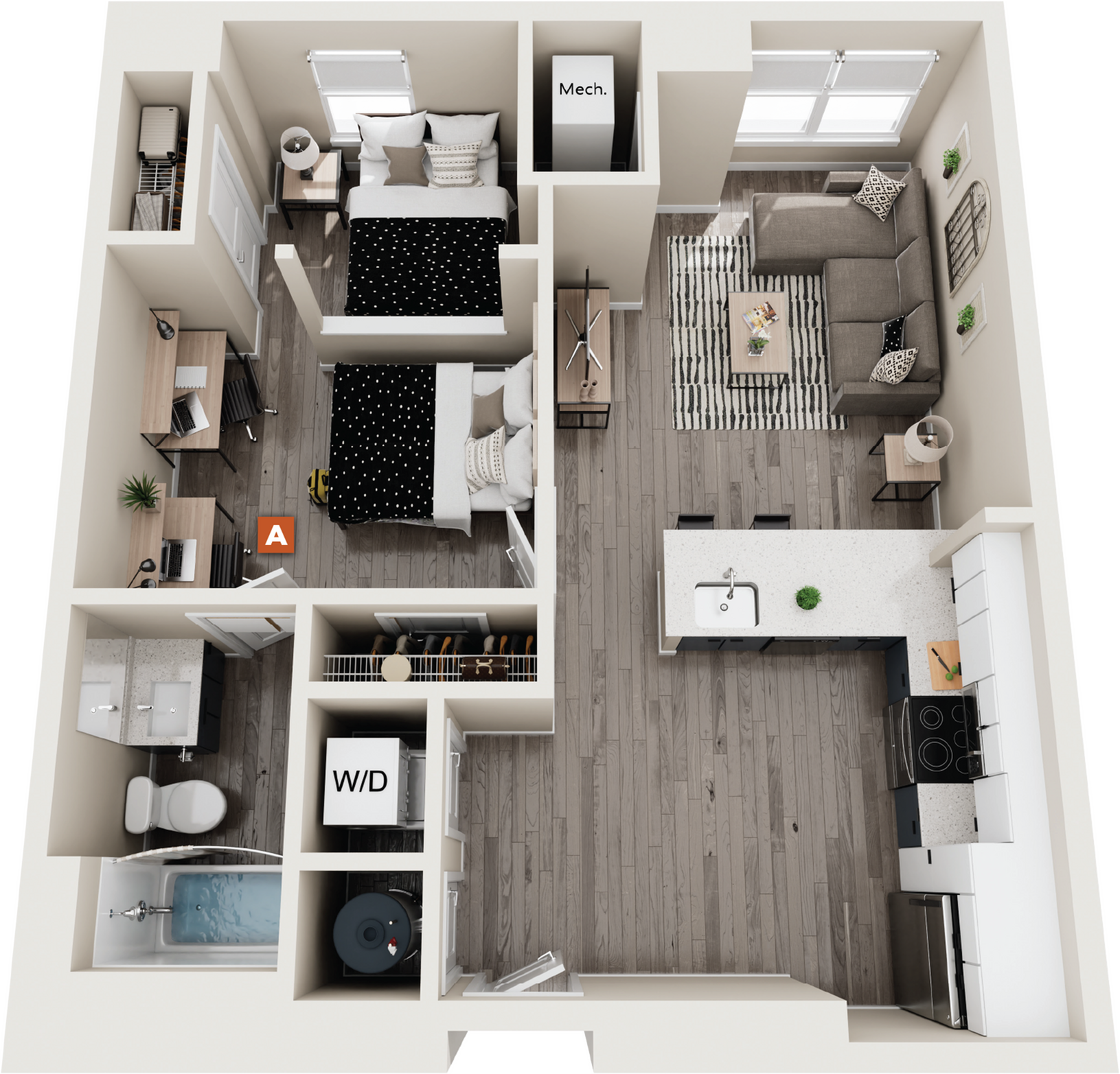 Ashe - 1x1 Floor plan