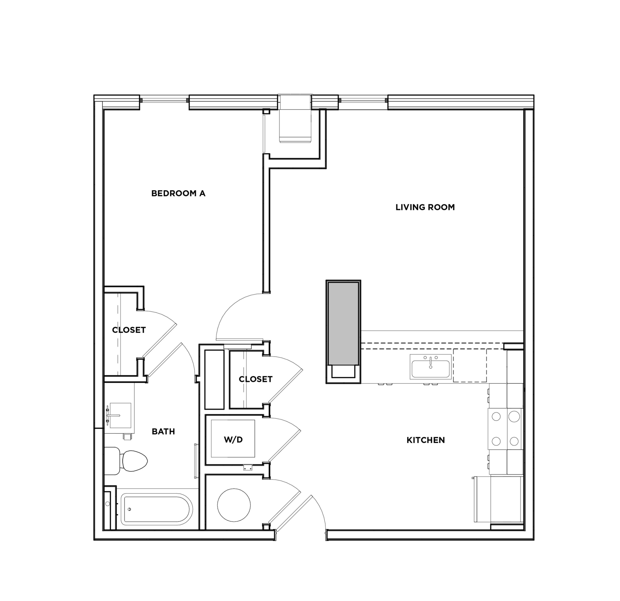 Aspen - 1x1 Floor plan