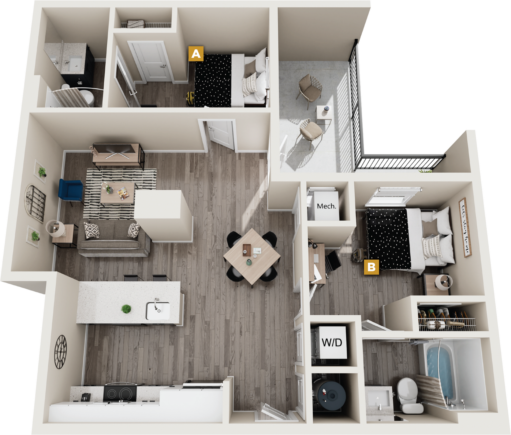 Birch - 2x2 Floor plan