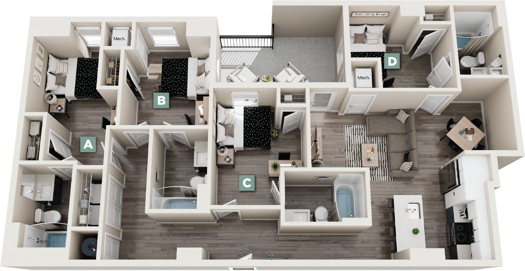 Dudley - 4x4 Floor plan